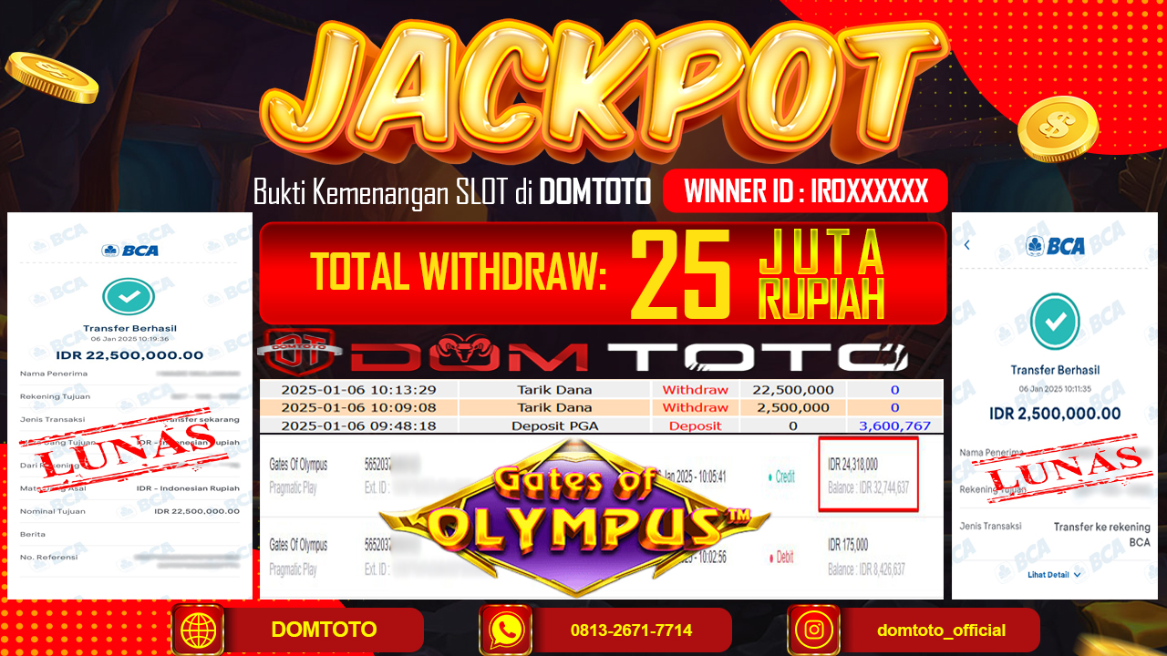 JACKPOT SLOT GATE OFF OLYMPUS 1000 06 JANUARI 2025